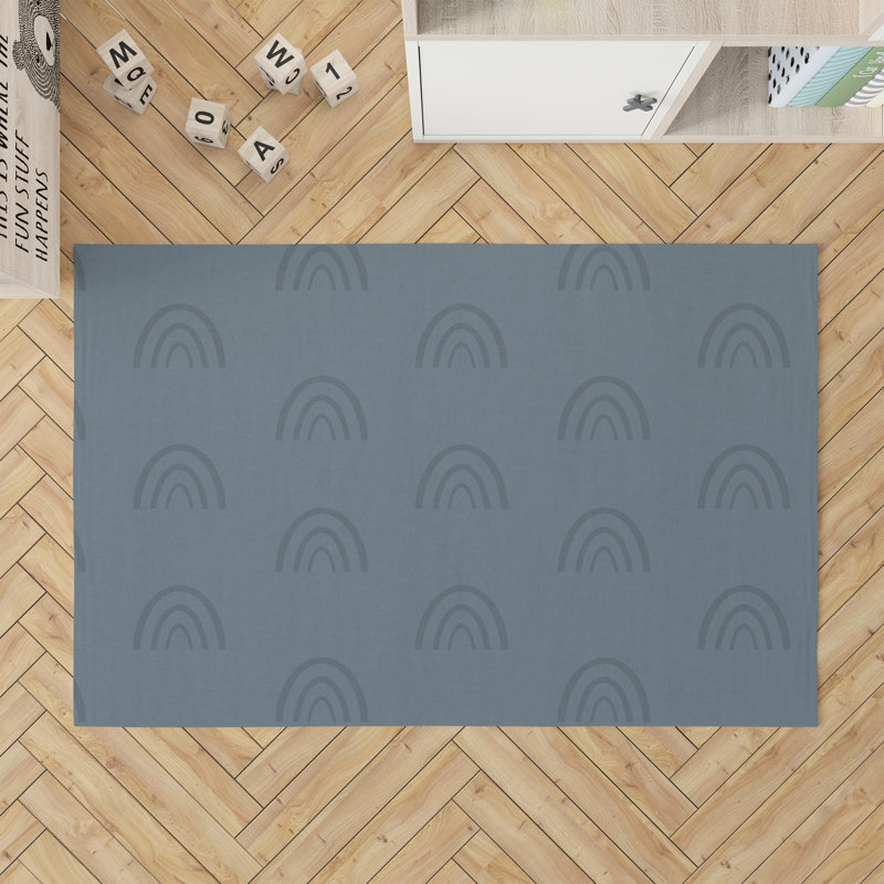 Plain Bows Kids Play Mat, Rectangle 3' x 5', Dark Blue