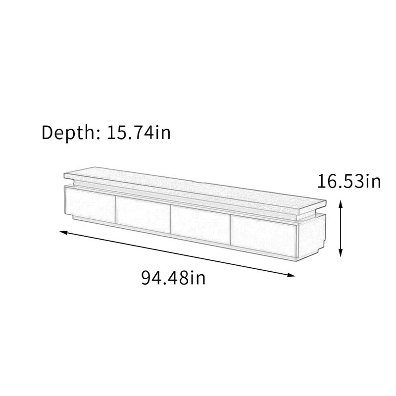 Meuble télé en bois Modern Simplicity, Blanc cassé / noir, 16.53" H x 94.48" L x 15.74" W