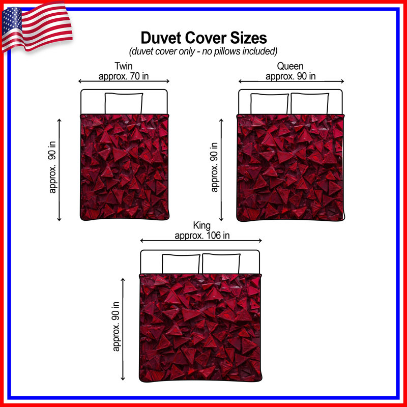 Red Triangular Texture Duvet Covers, Queen