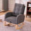Chaise berçante décorative avec repose-pieds et pieds en bois d'hévéa à haut dossier-748763107
