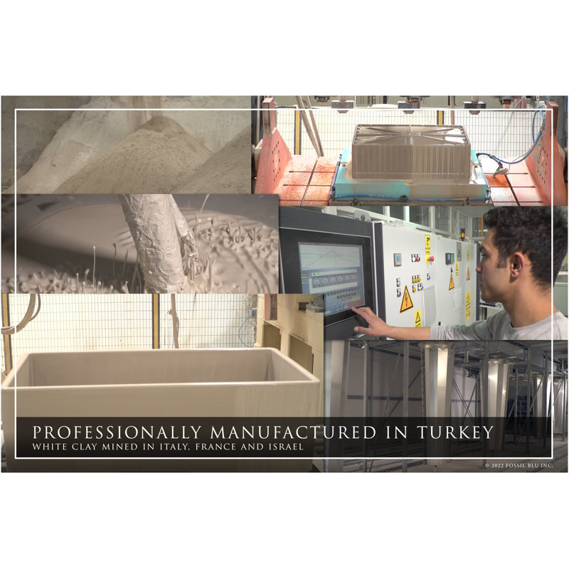 Luxury Solid Fireclay Farmhouse Sink, Brushed Brass Accessories