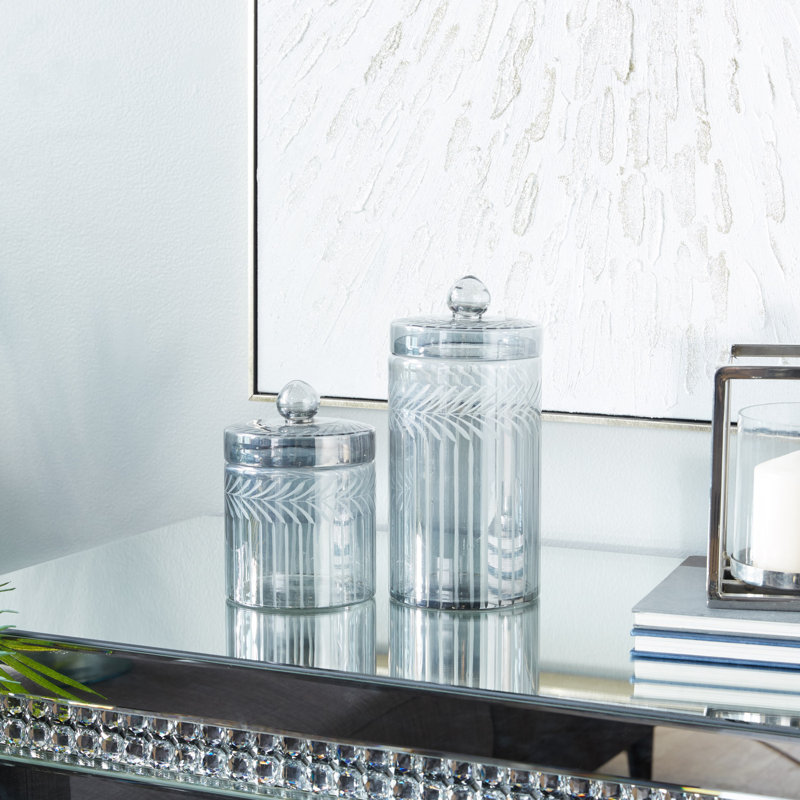 Ensemble de pots décoratifs en verre faits à la main gris