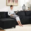 Ensemble de 6 canapés modulaires, méridienne réversible et sièges confortables pour 6 personnes-121096807