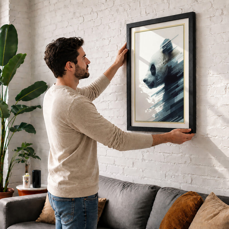 Wolf in Motion Modern - Framed Print, A2 - 59.4 x 42.0 cm, Black