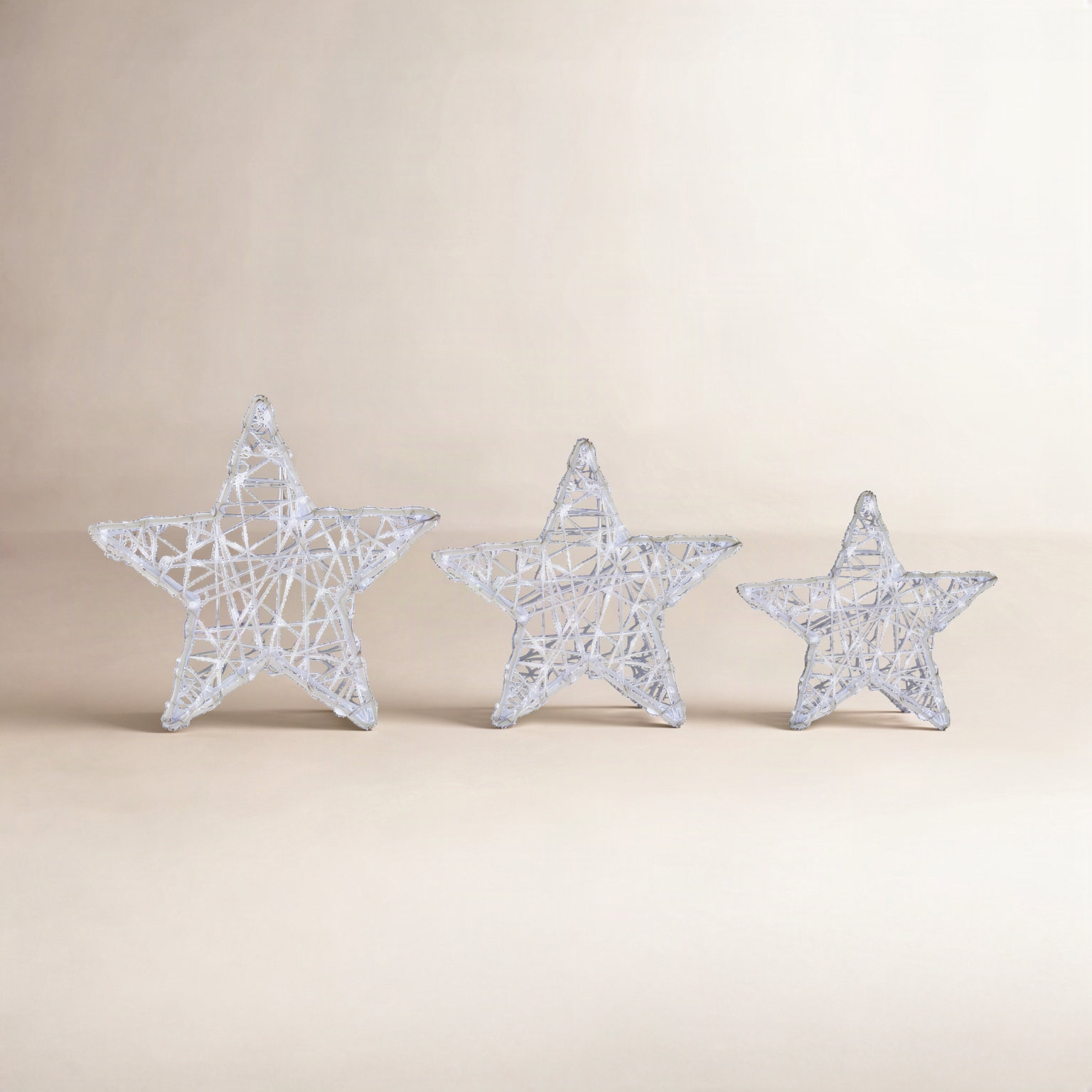 3-Piece 14" LED Lighted Gold Star Set, White