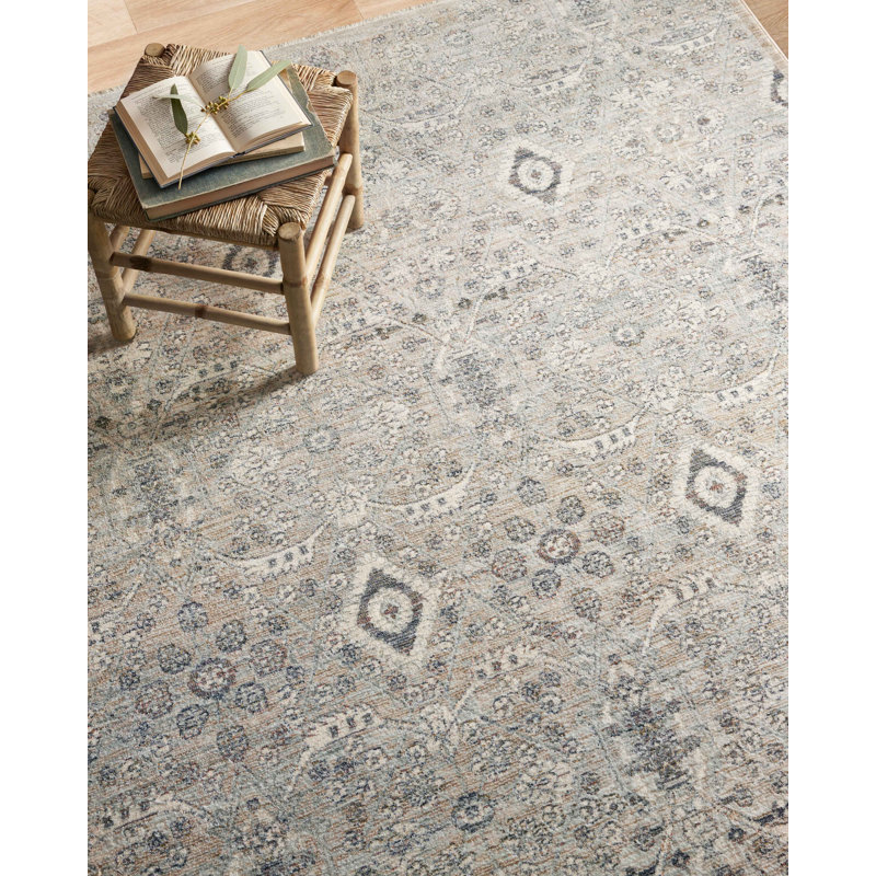 Amber Lewis x Loloi Zuma Silver / Sky Area Rug, Rectangle 9'6" x 13'1"