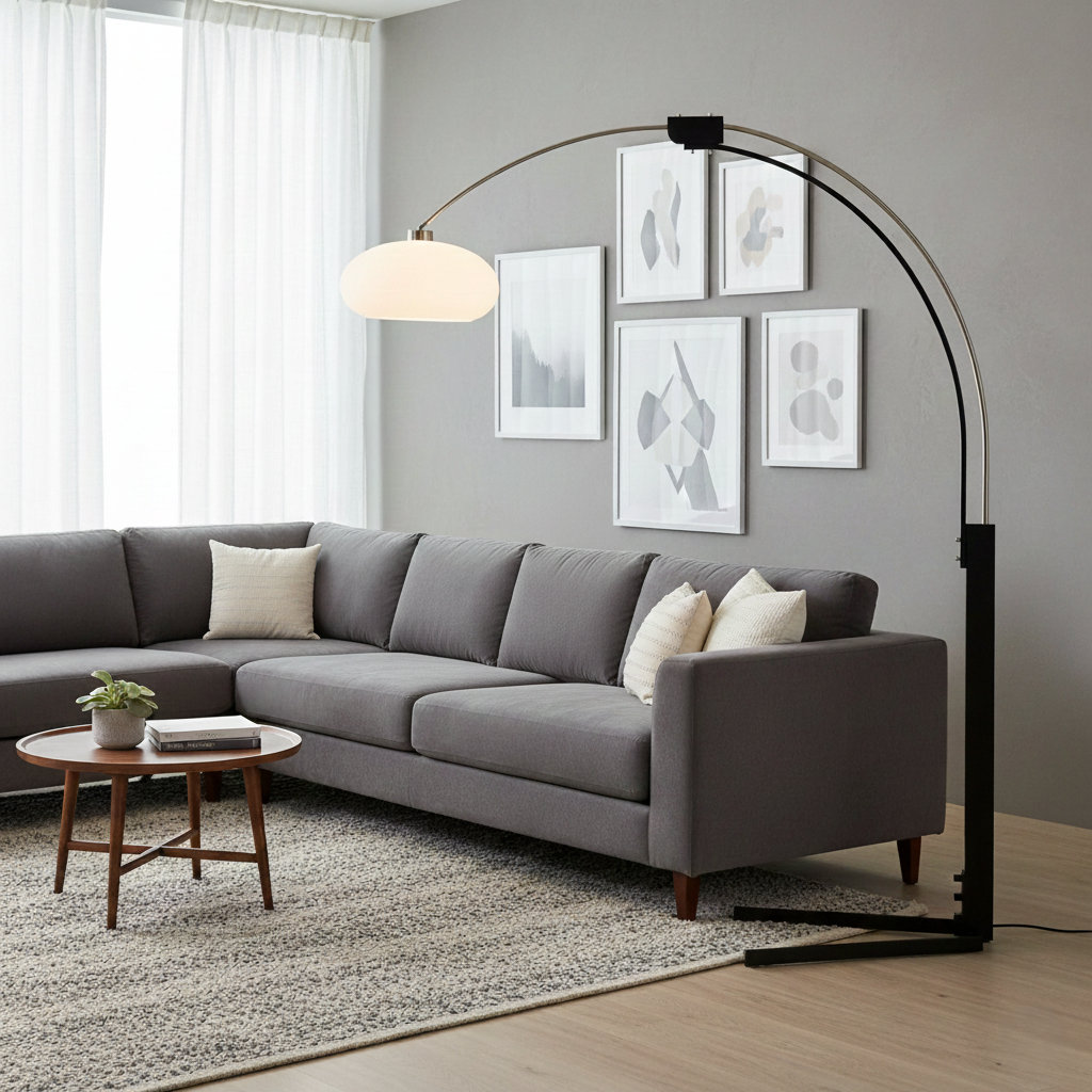 Morelli 85" Dimmable Floor Lamp, Satin Nickel/Black