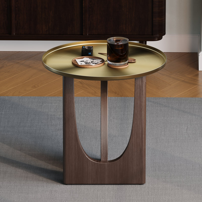 Table de bout ronde en bois, Noyer