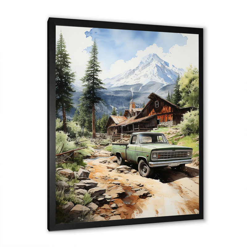 Arroliga Pickup Truck Retreat - impression, H 20 po x l 12 po x P 1 po, Cadre photo noir