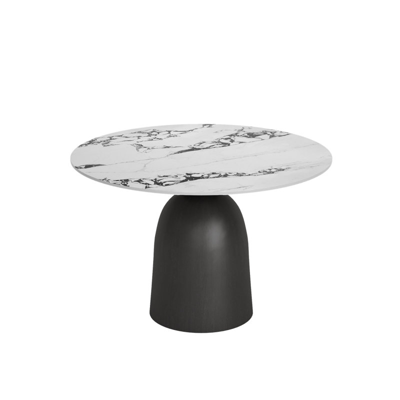 Table de salle à manger Modern, H 29,59 po x L 59,12 po x l 59,12 po, Blanc/Noir