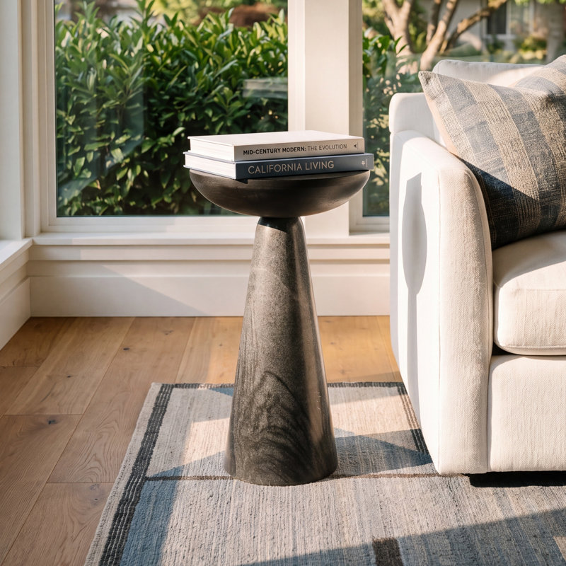 Manya Solid Wood Top End Table, Black
