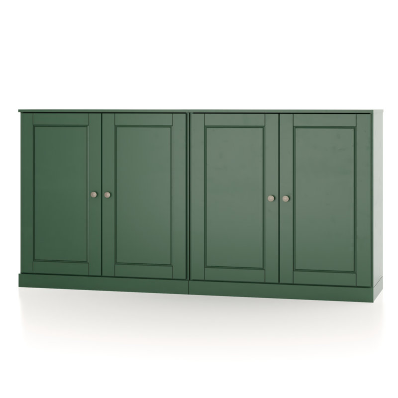 100% Solid Wood 64" Sideboard with Solid Doors, Green