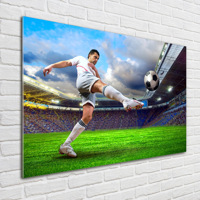 Football Player In The Stadium - No Frame Print on Glass