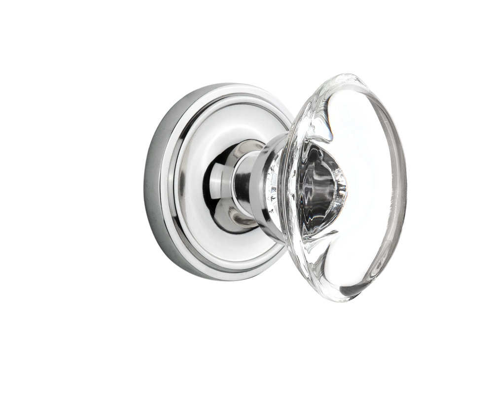 Classic Rosette with Oval Clear Crystal Door Knob Nostalgic Warehouse 