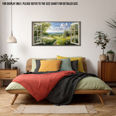  Art mural printanier sur toile, impressions de paysage de fenêtre ouverte avec fleurs sauvages, photos de paysage, décorations pour le salon et la chambre à coucher, 12 x 24 pouces