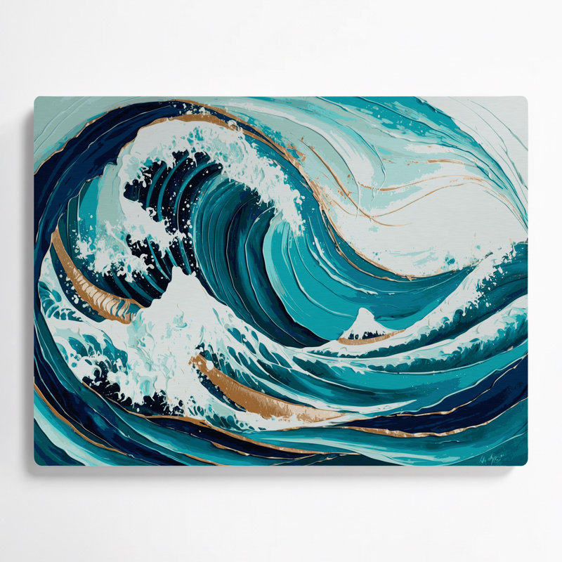 «Hawaiian Abstract Waves», art mural en métal bleu, H 20 po x l 30 po