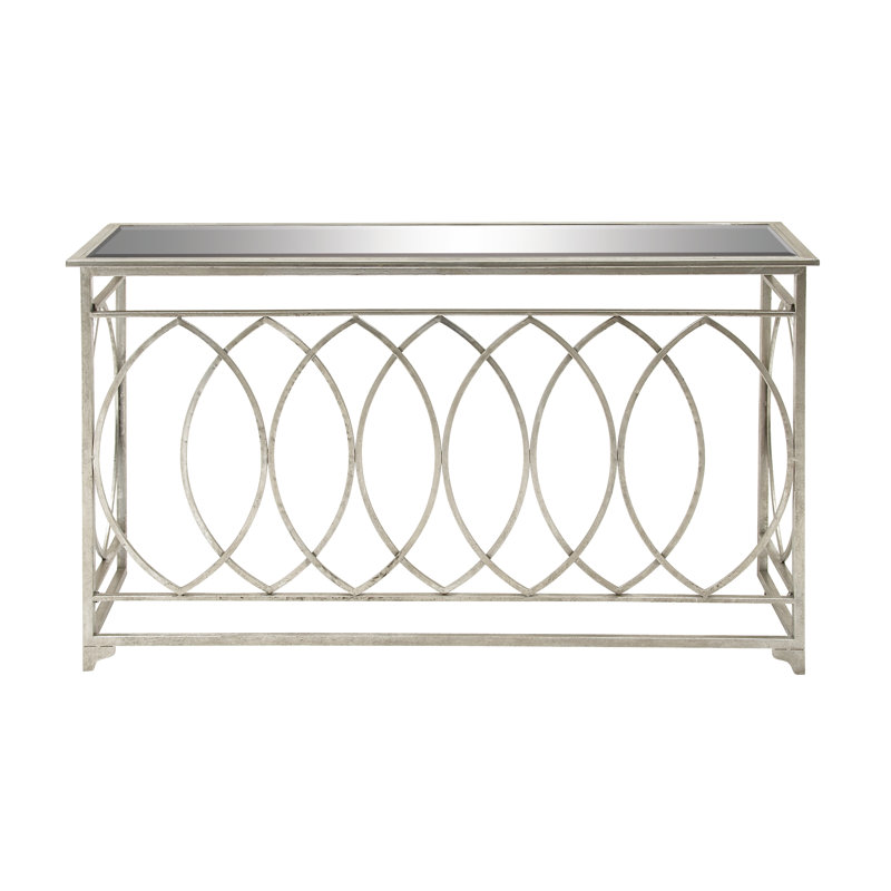 Silver Metal and Glass Geometric Console Table
