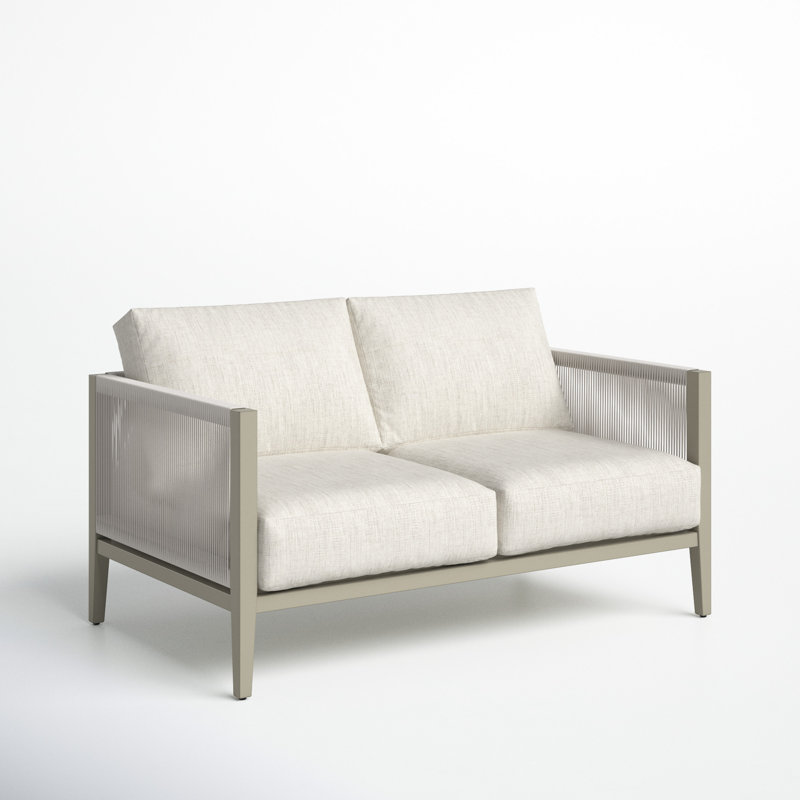 Tovias 55.5'' Wide Aluminum Loveseat with Cushions, Canvas Canvas Sunbrella® Canvas