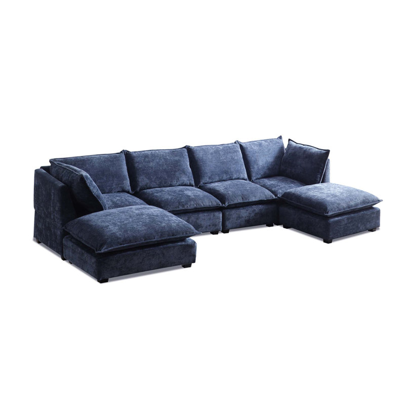 Bois et canapé en tissu, Lin bleu