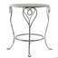 Table d'appoint ronde en fer 26 x 26 x 30 po, finition argentée patinée, table de bout décorative de style champêtre français avec pieds torsadés