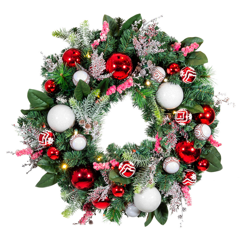 30 in. Lighted Christmas Wreath - Nordic The Holiday Aisle®