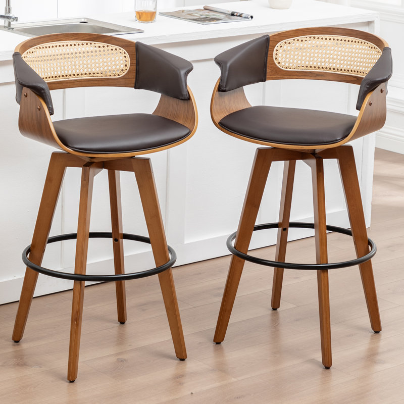 Swivel Upholstered Counter Stool, Counter Stool (26.37" Seat Height), Brown