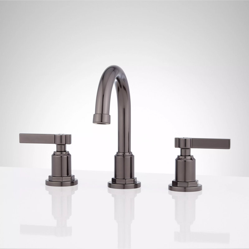 Greyfield 1.2 GPM Widespread Bathroom Faucet with Metal Lever Handles and Pop-Up Drain Assembly, Gunmetal