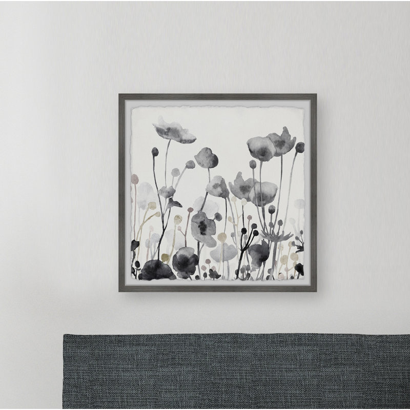 Gray Flowers - Single Picture Frame Painting, 81cm H x 81cm W x 3.81cm D
