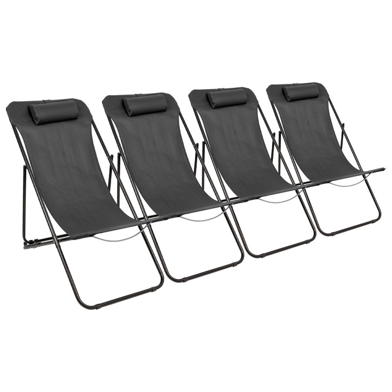 Folding Deck Chair, Black