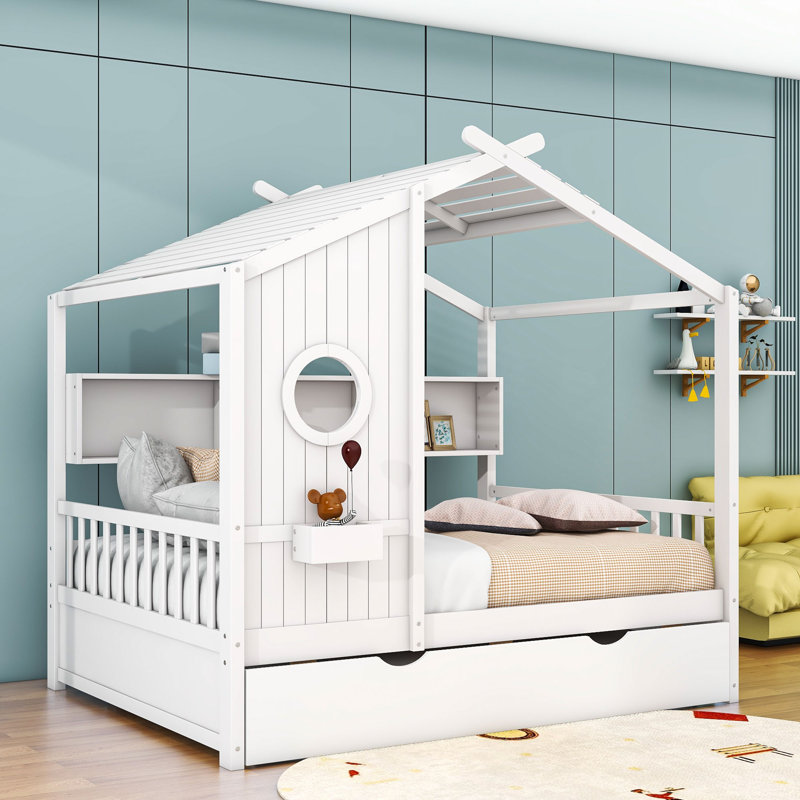 Lit de jour avec couchette simple Aaldrik, Double, Blanc