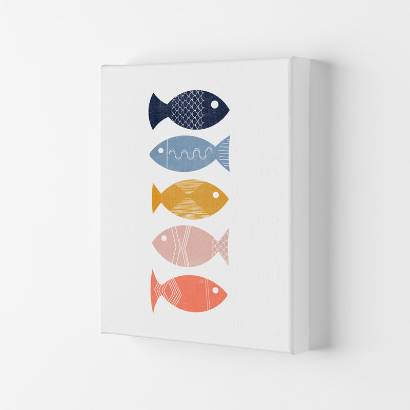 Scandinavian Geometric Fish A - Print, 84cm H x 59cm W x 1cm D, No Frame