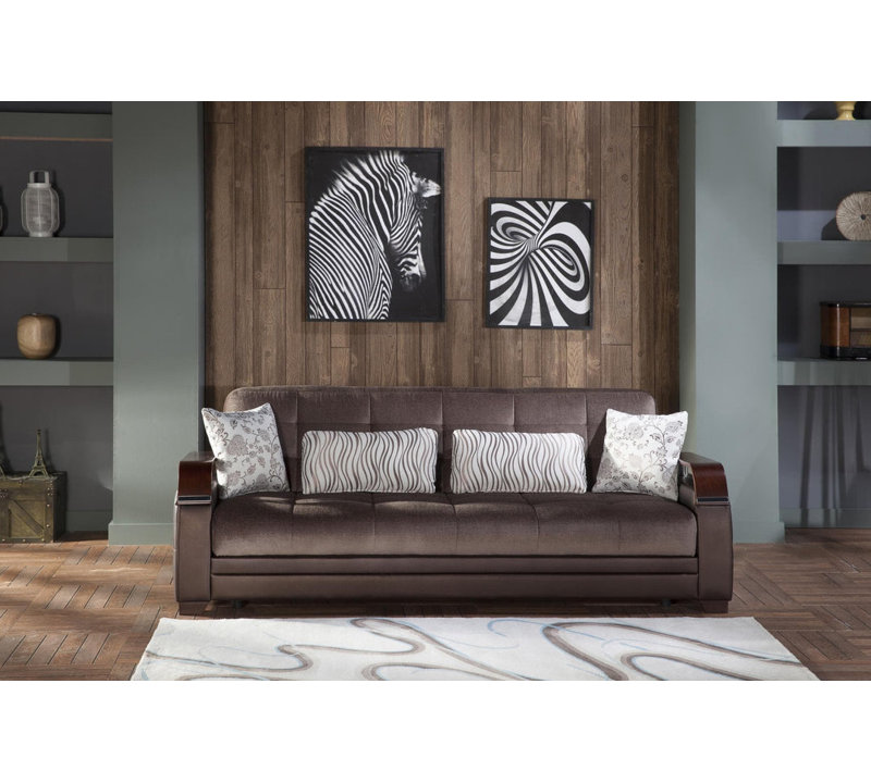 Mylisa 88.2'' Upholstered Convertible Sofa, Dark Gray 100% Polyester