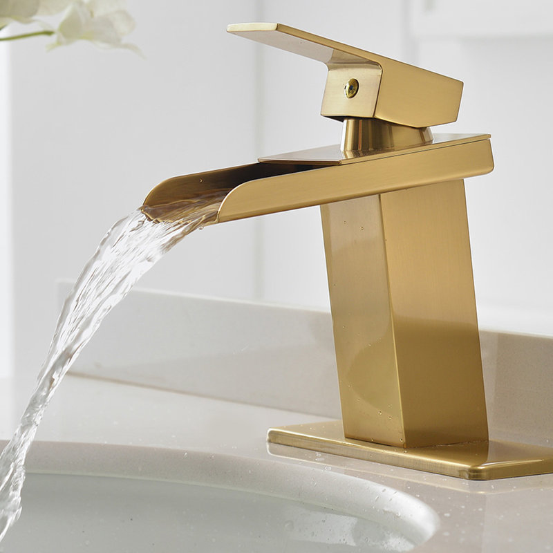 Single-Hole Single-handle Bathroom Faucet with Drain Assembly, Gold