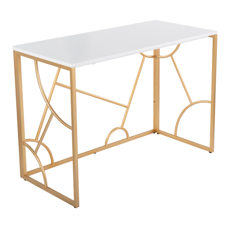 Bureau contemporain en métal et bois, Blanc