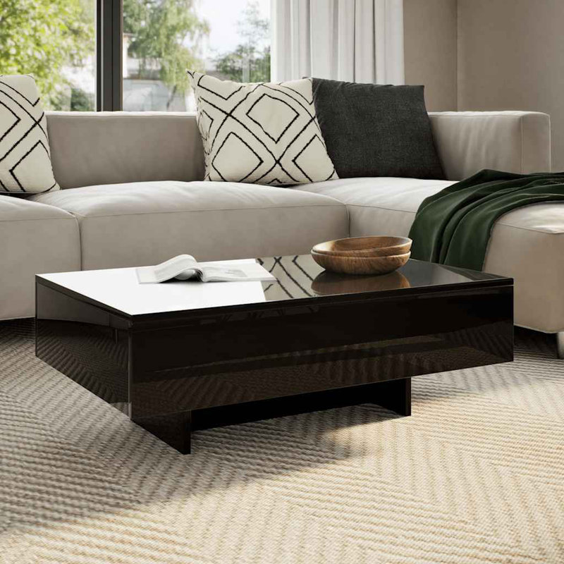 vidaXL Coffee Table Rectangular End Table Side Table Living Room Furniture, 12.2" H x 33.5" L x 21.7" W, Black