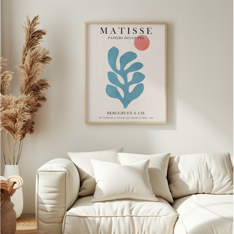 "Matisse floral", art mural texturé encadré, Beige, H 14 po x l 10 po