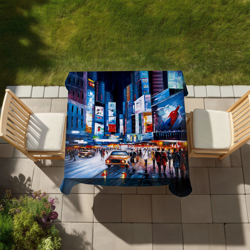 Times Square Perspective - Blue Indoor/Outdoor Tablecloth