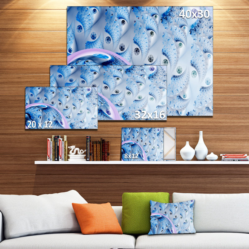 Fleur bleu ciel, impression abstraite sur toile tendue, H 20 po x l 20 po x P 1 po
