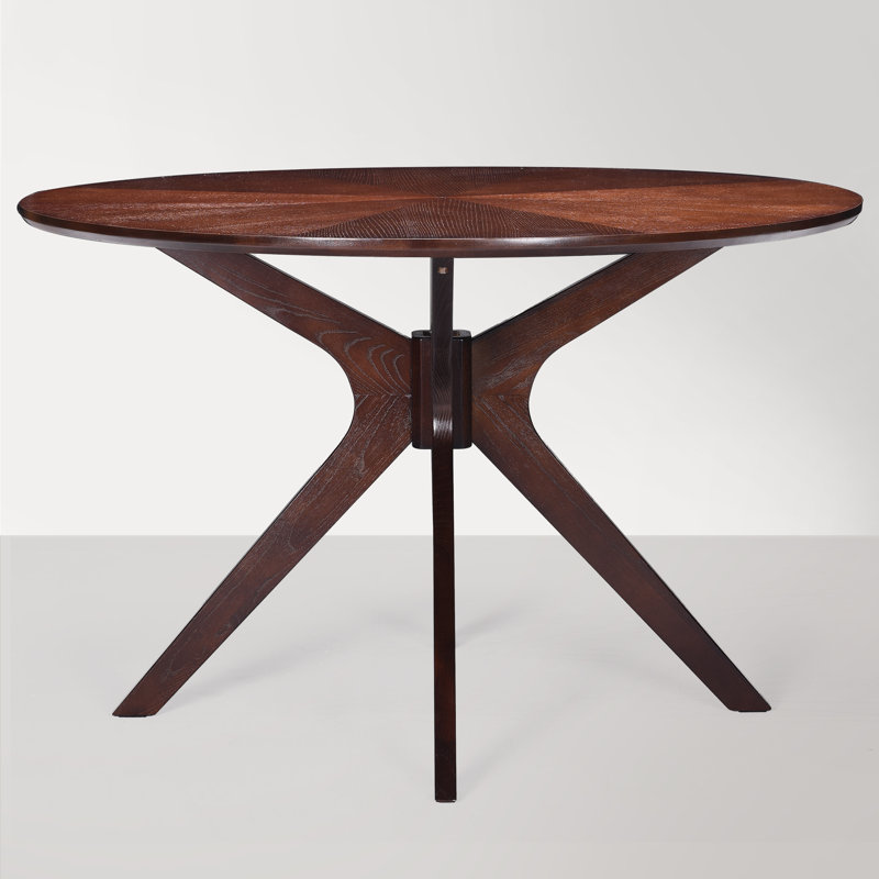 Bergmans Ash Round Solid Wood Dining Table, Dark Walnut Top/Dark Walnut Base