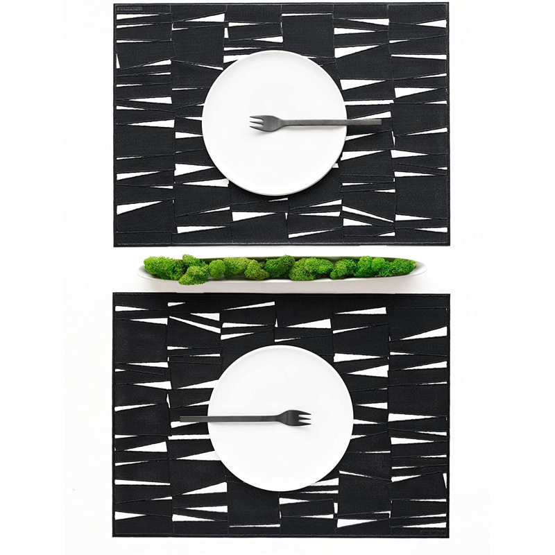 The Modern Vinyl Geometric Rectangle Placemat, Black