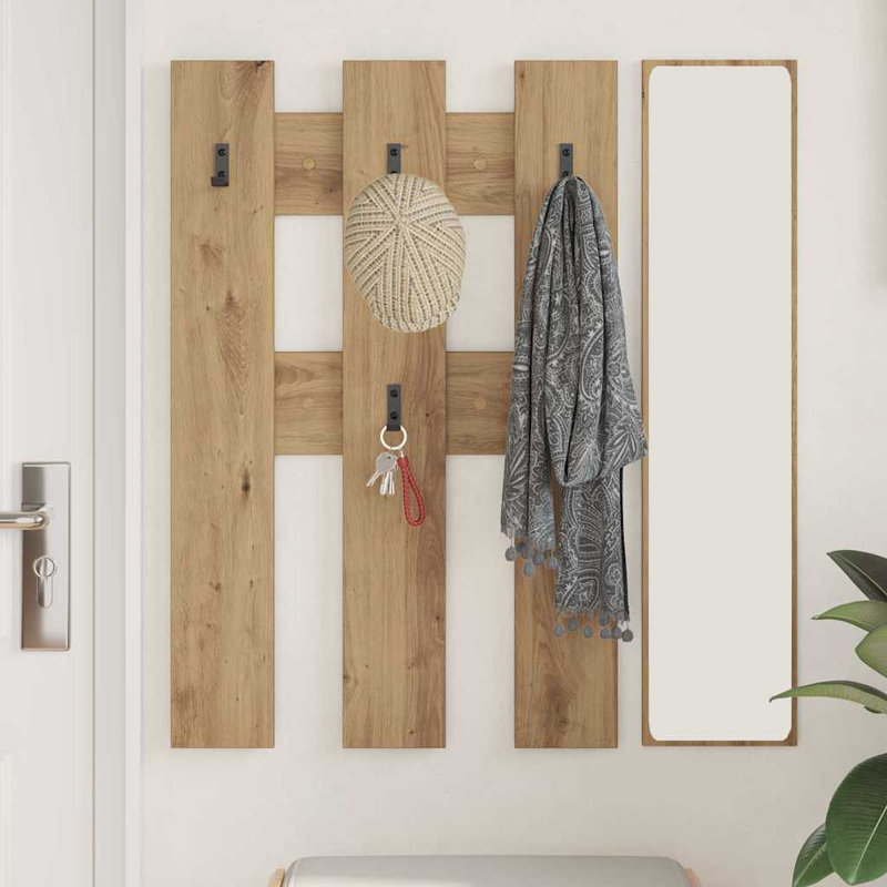 Wall-Mounted Coat Rack 65 X 3 X 100 Cm Engineered Wood, Artisan Oak