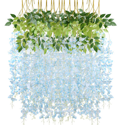 6 Pack Wisteria Hanging Flowers Bulk Artificial Wisteria Vine Ratta Hanging Garland Silk Flowers String Party Wedding Home Decor