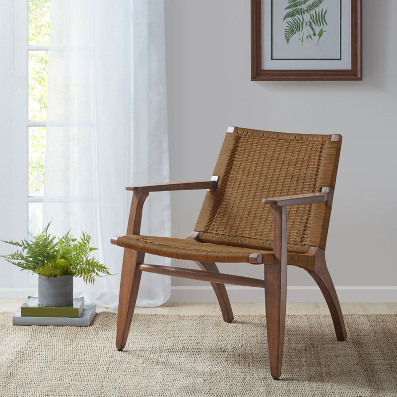 Clearwater 28'' W Woven Rattan Solid Wood Armchair