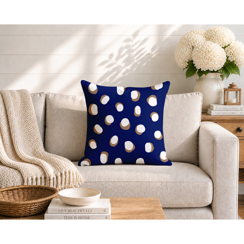 Oreiller réversible intérieur / extérieur Jayi Spots, 18 x 18, Marine