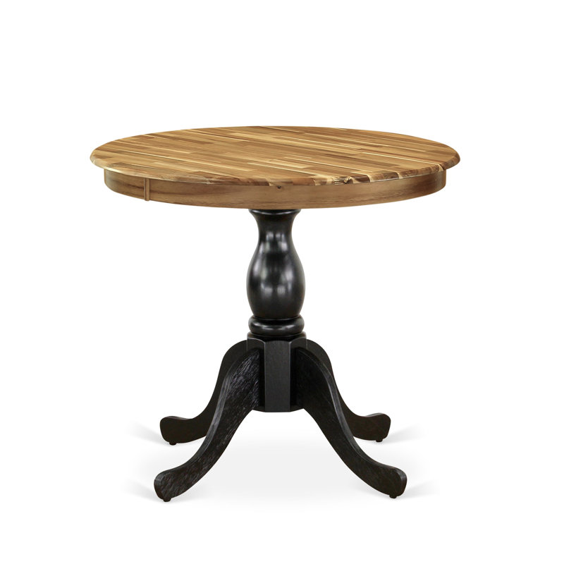 Table de salle à manger Antique Mid-Century, Noir, Naturel, H 30 po x l 36 po x P 36 po