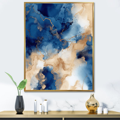 Bleu et nuages de marbre dorés
