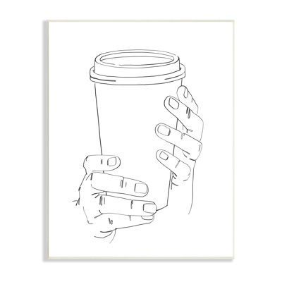Froide mains tenant une tasse - reproduction de dessin
