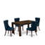Cet ensemble de salle à manger moderne 5 pièces comprend une table de cuisine rectangulaire en bois rustique et 4 chaises rembourrées en tissu de polyester, 36 x 60 pouces, jacobin vieilli-91898336-124328894