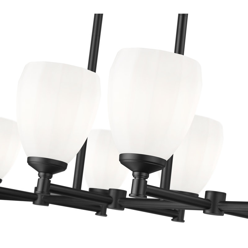 Lustre linéaire à 8 lumières Matheny, Noir mat