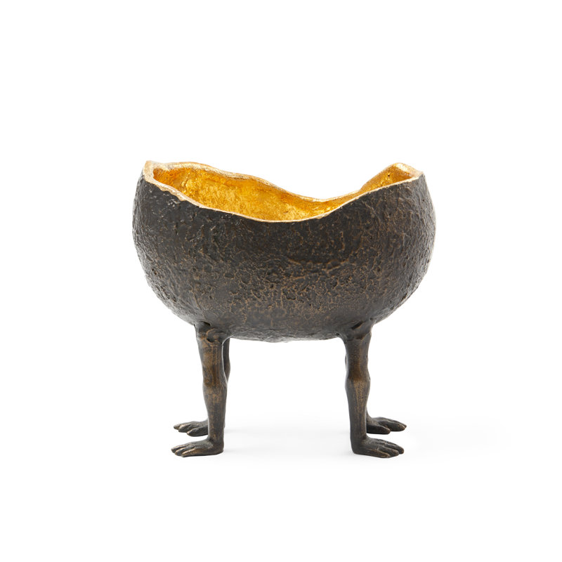 Tumbler Metal Decorative Bowl, Bronze/Gold Leaf